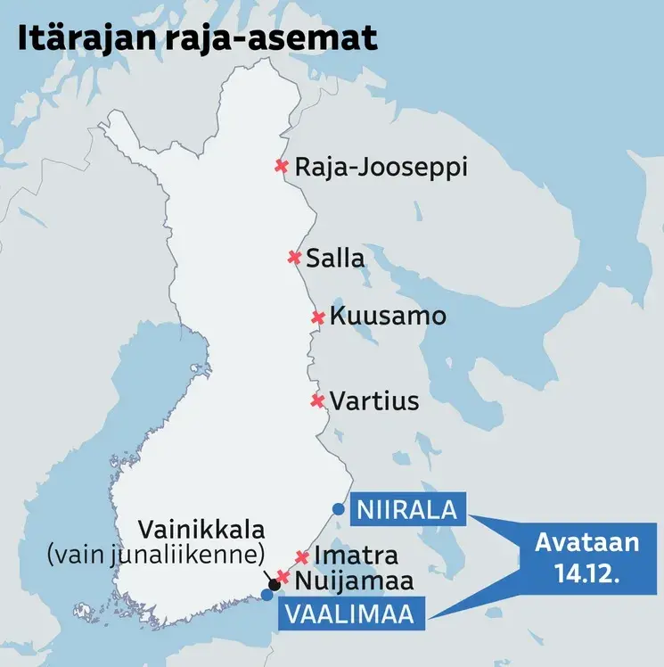 Фінляндыя зноў цалкам закрывае мяжу з Расіяй