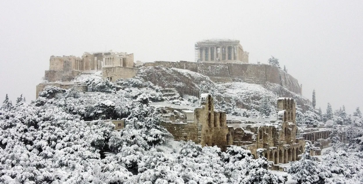 Афіны пад снегам (фота, відэа)