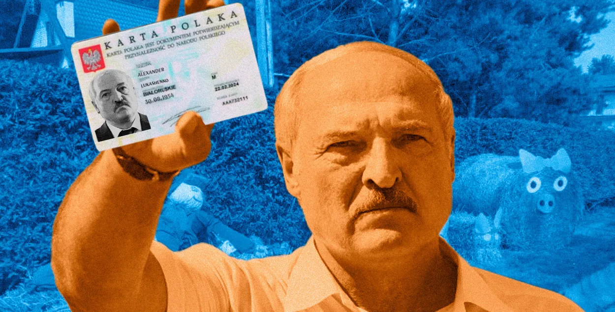 Lukashenka struggles more effectively with harvest than with the 'Card of a Pole' / collage by Ulad Rubanau, Euroradio
