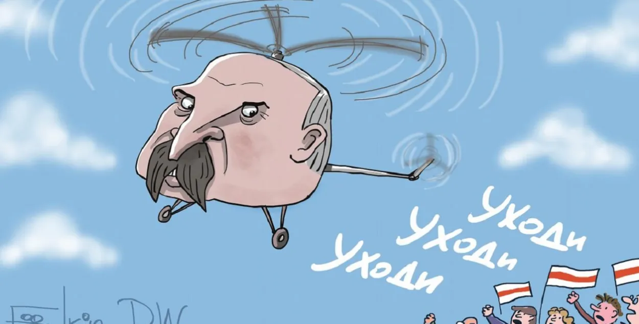 Белорусы продолжают протестовать, в основном в интернете / Карикатура dw.com
