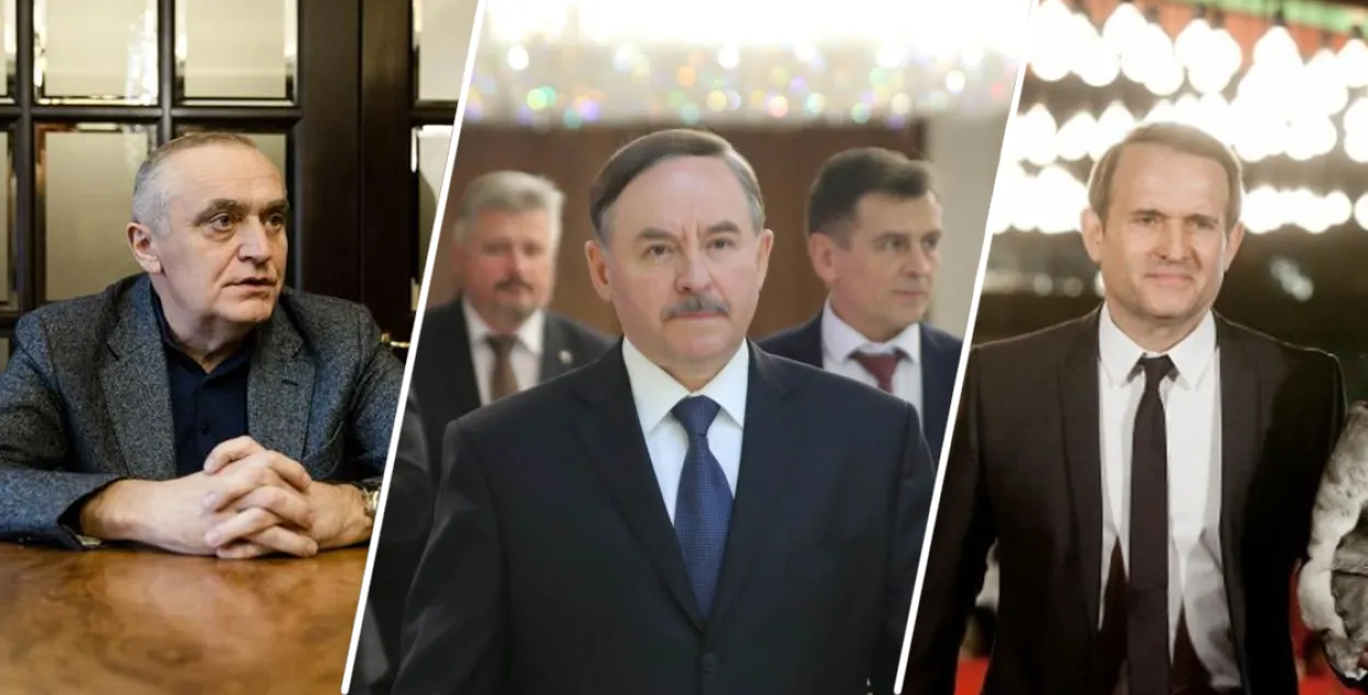 Businessman Mikalai Varabey, Viktar Sheiman, and Ukrainian politician Viktor Medvedchuk / collage by Euroradio​