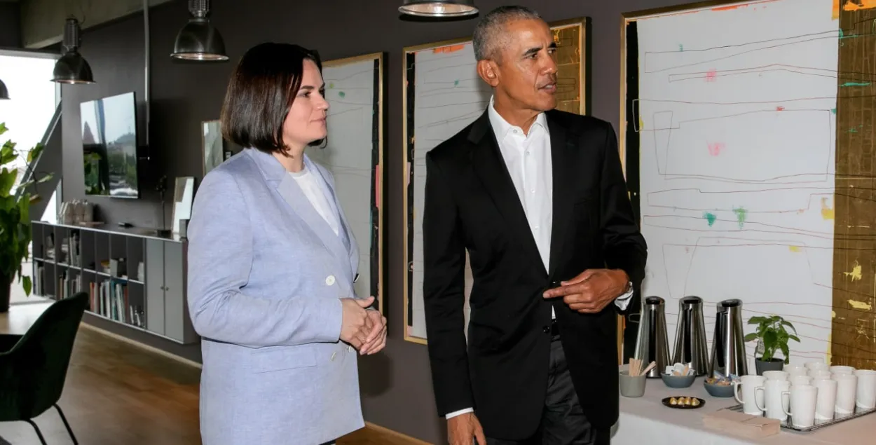 Светлана Тихановская и&nbsp;Барак Обама /официальный телеграм-канал национального лидера