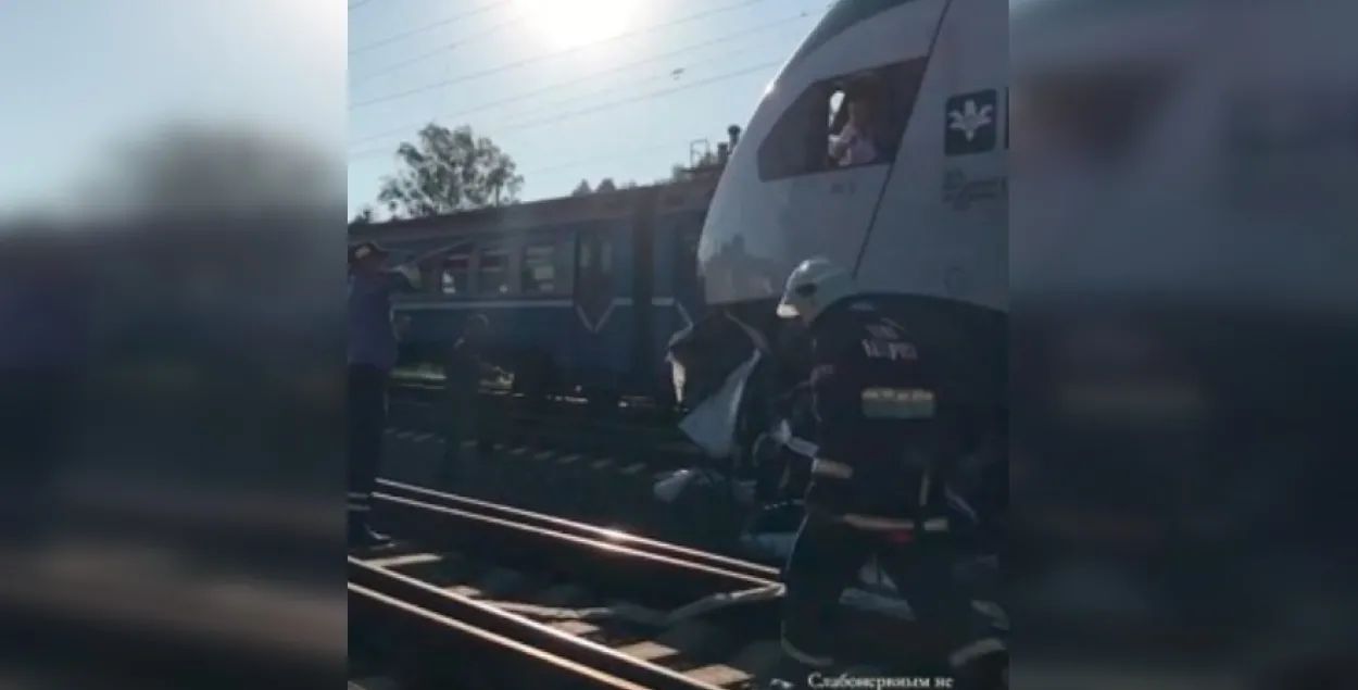 ДТП с участием поезда / кадр из видео