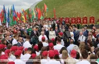 Аляксандр Лукашэнка на Кургане славы, Мінск, 3 ліпеня 2020 года / БЕЛТА