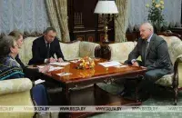 EU Delegation to Belarus Head Andrea Wiktorin and Belarus President Aliaksandr Lukashenka&nbsp;/ BELTA