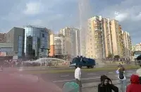 Сломанный водомет на проспекте Победителей 4 октября 2020 года в Минске / Еврорадио