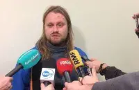 Stsiapan Svidzerski talking to reporters upon release. Photo: naszemiasto.pl