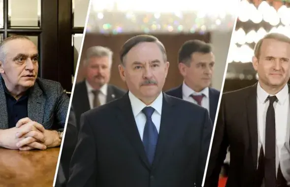 Businessman Mikalai Varabey, Viktar Sheiman, and Ukrainian politician Viktor Medvedchuk / collage by Euroradio​
