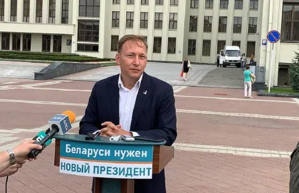 Андрей Дмитриев во время избирательной кампании 2020 года / Еврорадио
